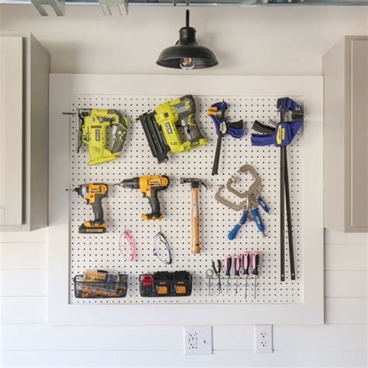 How do you organize a workbench pegboard?